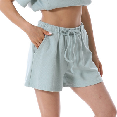Летни памучни шорти на корема за бременни Свободни ежедневни спортни дрехи за бременни Големи размери Вафлени панталони за бременни жени Къси панталони