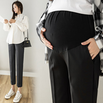 Μικρό παντελόνι για έγκυες γυναίκες με ελατήρια ίσιο casual παντελόνι στήριξης κοιλιάς εξωτερικά ένδυμα παντελόνι εγκυμοσύνης με εννέα πόντους P06056