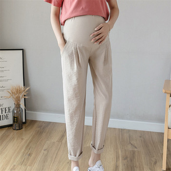 Παντελόνι εγκυμοσύνης Ρυθμιζόμενο παντελόνι μέσης χαλαρό καθημερινό παντελόνι εξωτερικά ρούχα με φαρδύ πόδι εννέα πόντους Κολάν υποστήριξης κοιλιάς Καλοκαιρινό παντελόνι έγκυο