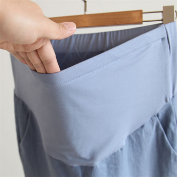 Παντελόνι εγκυμοσύνης Ρυθμιζόμενο παντελόνι μέσης χαλαρό καθημερινό παντελόνι εξωτερικά ρούχα με φαρδύ πόδι εννέα πόντους Κολάν υποστήριξης κοιλιάς Καλοκαιρινό παντελόνι έγκυο
