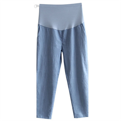 Kismama nadrág állítható derékrész Bő nadrág alkalmi külső viselet Kilenc pont széles lábszár támasztó leggings nyári terhes nadrág