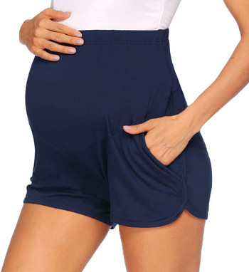 Καλοκαιρινά γυναικεία ρούχα εγκυμοσύνης Μονόχρωμο μονόχρωμο παντελόνι προπόνησης για ψηλόμεσο άνετο με κουμπιά προσαρμογής