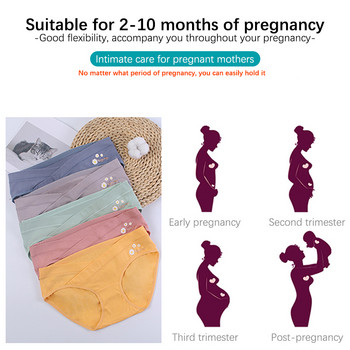 2PCS Памучно бельо с щампи за бременни, гащи с ниска талия V слипове за бременни жени Четири сезона Бельо за бременност