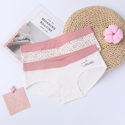2PCS Pamučna trudnička odjeća s printom donjeg rublja Gaćice niskog struka V gaćice za trudnice Four Seasons donje rublje za trudnice