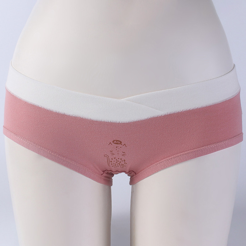 2PCS Pamučna trudnička odjeća s printom donjeg rublja Gaćice niskog struka V gaćice za trudnice Four Seasons donje rublje za trudnice