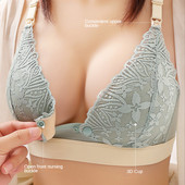 Ασύρματο σουτιέν θηλασμού μητρότητας Βαμβακερό δαντέλα Σουτιέν θηλασμού Μπροστινό κλείσιμο ανοιχτό σίτιση Εσώρουχα ύπνου για γυναίκες