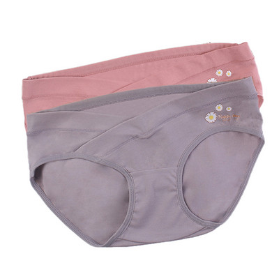 2KOM. Pamučne trudničke gaćice Niskog struka V gaćice za trudnice Donje rublje s otisnutim cvijećem Odjeća za trudnice nakon poroda