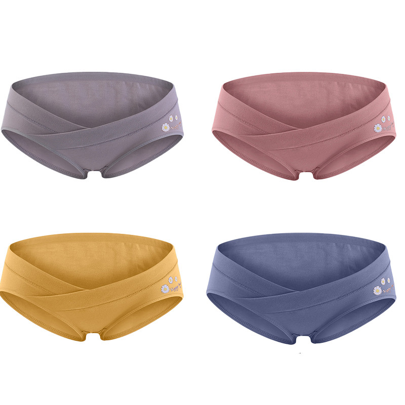 2KOM. Pamučne trudničke gaćice Niskog struka V gaćice za trudnice Donje rublje s otisnutim cvijećem Odjeća za trudnice nakon poroda