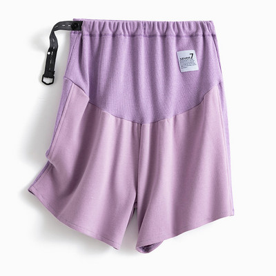 Vasariniai nėščiųjų šortai, siūlai, laisvalaikio sportinės kelnės nėščiai moteriai aukštu juosmeniu prilaiko pilvą Greitai džiūstančios sportinės kelnės