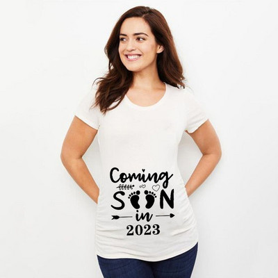 Baby Loading 2023 m. spausdinti Nėščiųjų marškinėliai Nėščiosioms Drabužiai Vasariniai marškinėliai Nėštumo pranešimai Marškiniai Nauji mamos marškinėliai Tops