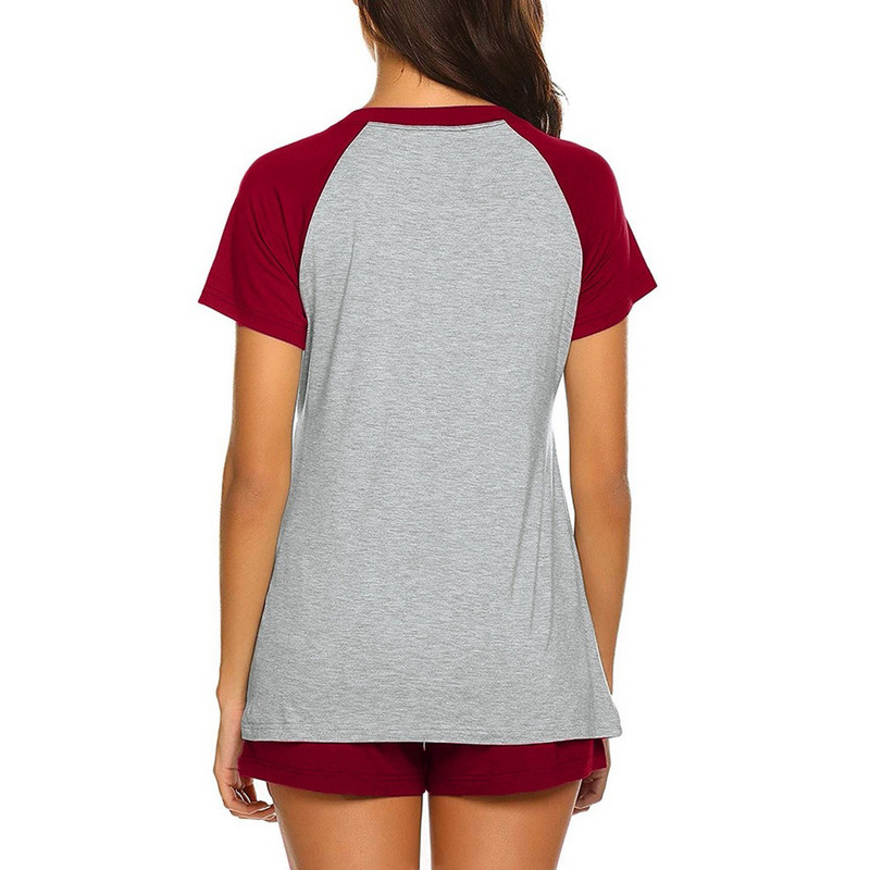 Moteriškos žindymo pižamos rinkinys trumpomis rankovėmis, žindymas kūdikiui, laisvalaikio marškinėlių viršūnės + šortai, vientisos kelnės miegui