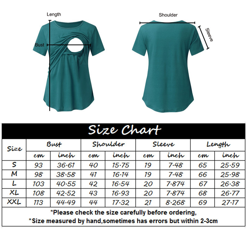 Raseduse rinnaga toitmise pluus Naiste ühevärviline lühikeste varrukatega imetamistopsid Rasedus, kaelus asümmeetriline T-särgi pullover