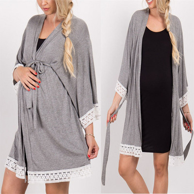 Kismama köntös terhes nők szoptató hálóruha Csipke szegéllyel fél ujjú hálóruha Ropa Mujer Embarazada Premama