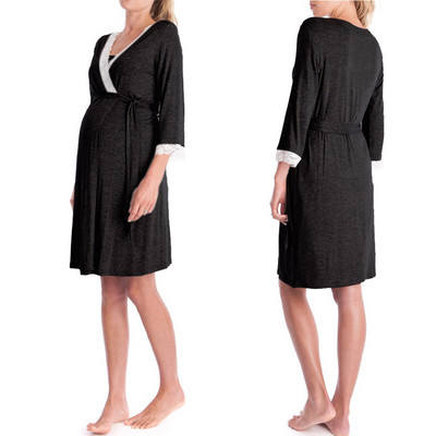 Kismama köntös terhes nők szoptató hálóruha Csipke szegéllyel fél ujjú hálóruha Ropa Mujer Embarazada Premama