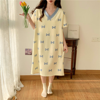 Καλοκαιρινό κοντομάνικο φόρεμα ύπνου εγκυμοσύνης 2023 Ρούχα ύπνου και σαλονιού για τη μαμά Ρούχα θηλασμού για μετά τον τοκετό νυχτικό