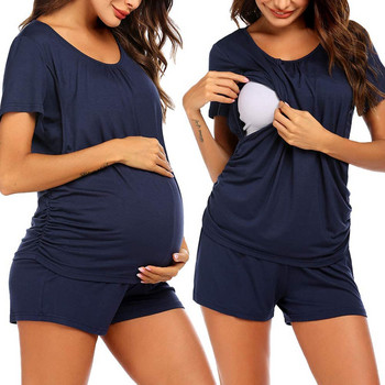 Дрехи за бременни Дамски едноцветни блузи Панталони Гащеризон За кърмачки Комплекти за бременни и кърмачки Пижами одежда для беременных