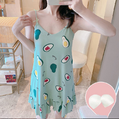 Ženska spavaćica Djevojačka spavaćica Mliječna svilena pidžama Ženska haljina Ženska remen spavaćica Odjeća Moda Ženska kućna odjeća od avokada