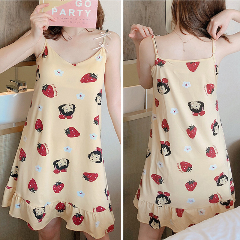 Ženska spavaćica Djevojačka spavaćica Mliječna svilena pidžama Ženska haljina Ženska remen spavaćica Odjeća Moda Ženska kućna odjeća od avokada