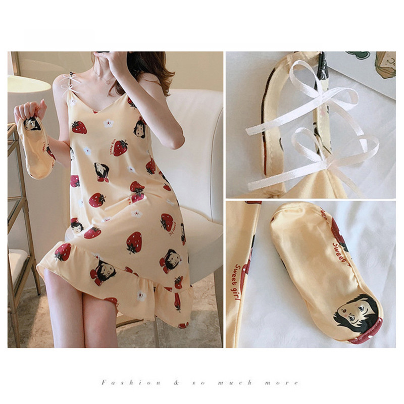 Ženska spavaćica Djevojačka spavaćica Mliječna svilena pidžama Ženska haljina Ženska remen spavaćica Odjeća Moda Ženska kućna odjeća od avokada