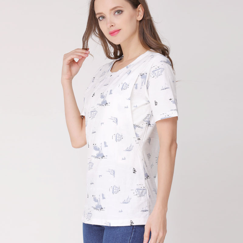 Emotion Moms Rövid ujjú kismama ruhák Nyári kismama póló Szoptatás felsők terhes nőknek szoptató ingek