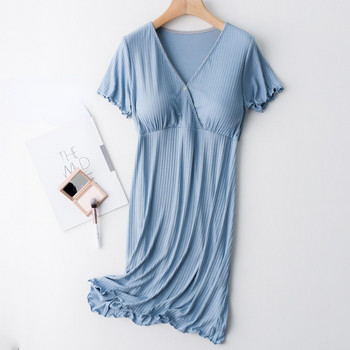 Тънка лятна пижама за кърмачки за бременни жени в чист цвят Ежедневна рокля за жени след раждане за кърмене
