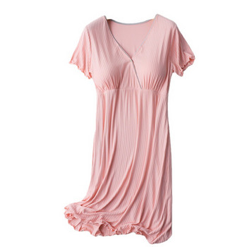 Тънка лятна пижама за кърмачки за бременни жени в чист цвят Ежедневна рокля за жени след раждане за кърмене