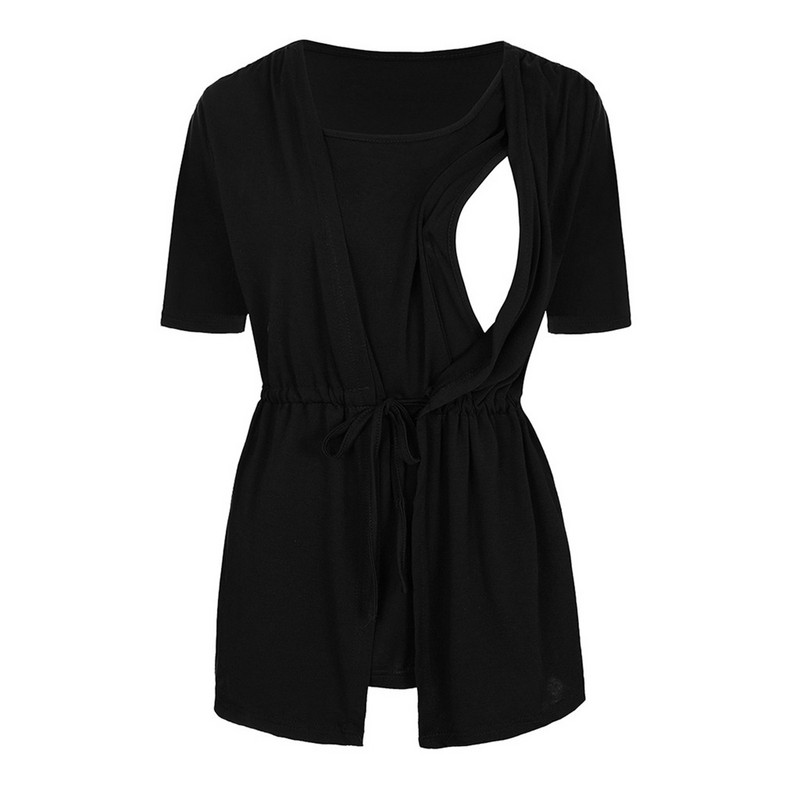 Ikdienas drēbes grūtniecēm ar īsām piedurknēm divslāņu barošanas topi T-krekls zīdīšanas periodam Grūtniecības apģērbs Rudens Gestante Roupas