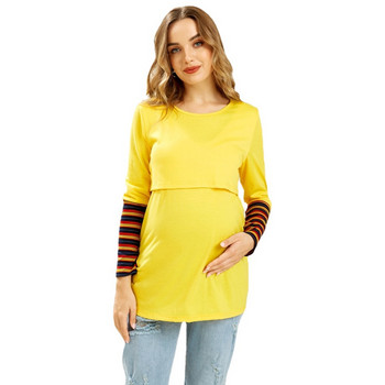 Γυναικεία μπλουζάκια εγκυμοσύνης Ρούχα καλοκαιρινά φθινοπωρινά μακρυμάνικα ριγέ Νοσηλευτικά κορυφαία πουκάμισα θηλασμού Ρούχα εγκυμοσύνης Plus Size