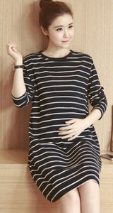 Nova pidžama za trudnice, nova pamučna pletena prugasta odjeća za trudnice, duga haljina za kućnu poslugu za dojenje