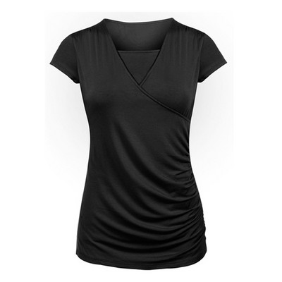 Sieviešu grūtnieču slāņains krekls grūtniecēm ar liekšķeri kaklu bez piedurknēm, izlocītas veste ikdienas grūtniecēm T-krekls