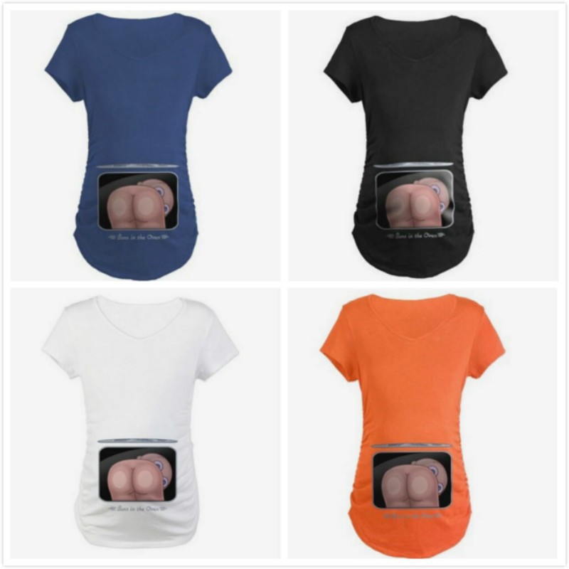 Nyári Terhesség Rajzfilm póló Baba Fing 3D nyomtatás Női Kismama Ruházat Terhes rövid ujjú póló Vicces felső, S-3XL