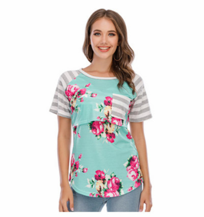 Új kismama szoptató póló terhes nőknek Nyári virágos alkalmi szoptató felsők Terhes női ruhák