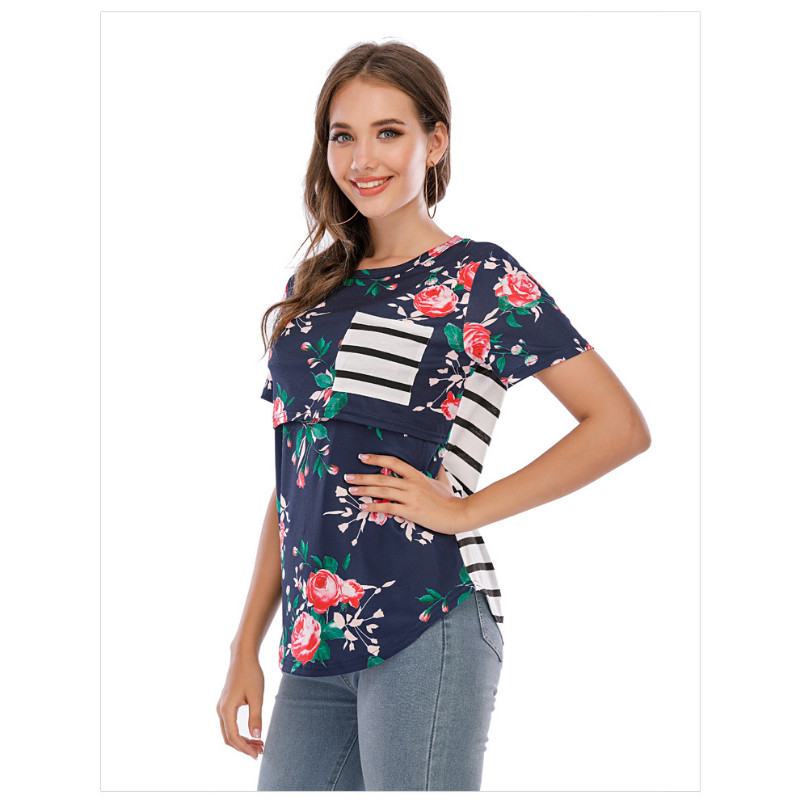 Új kismama szoptató póló terhes nőknek Nyári virágos alkalmi szoptató felsők Terhes női ruhák