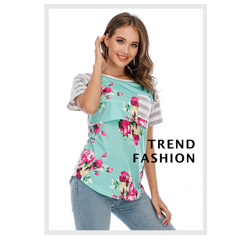 Új kismama szoptató póló terhes nőknek Nyári virágos alkalmi szoptató felsők Terhes női ruhák