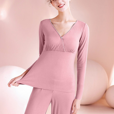 Grūtnieču blūzes topi Sieviešu barošanas krekls ar garām piedurknēm Slim Fit T krekls barošanai ar krūti ar uzliktņiem Grūtniecības pidžamas guļamveļa