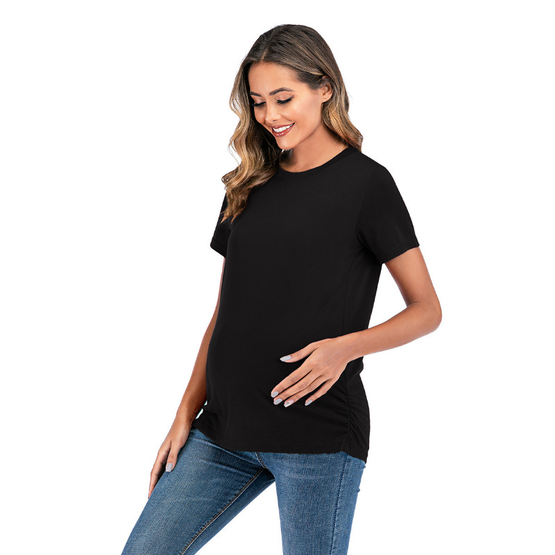 Új női kismama szoptató póló terhes nőknek Nyári tömör szoptató felsők Pamut alkalmi ruhák