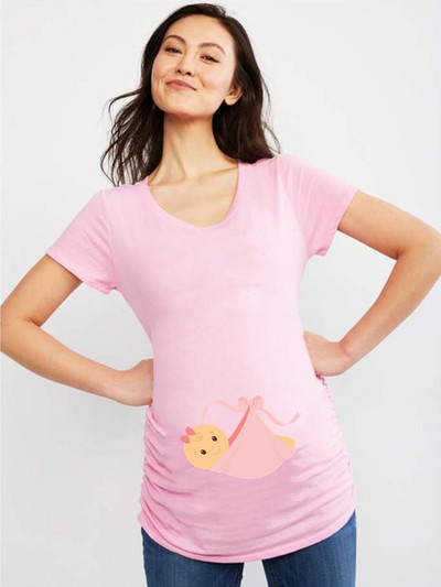 Nauji nėščios mamos animaciniai filmukai spausdinti nėščiosios marškinėliai Moters marškinėliai trumpomis rankovėmis Moteriški marškinėliai.