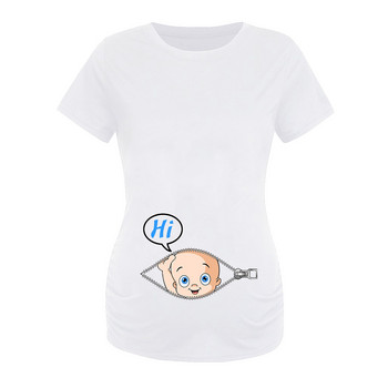 Χαριτωμένα ρούχα εγκυμοσύνης Κορυφαία καλοκαιρινά μπλουζάκια για έγκυες γυναίκες με κοντό μανίκι μπλουζάκι για εγκυμοσύνη Αστεία στάμπα πουκάμισα χιτώνα Ρούχα