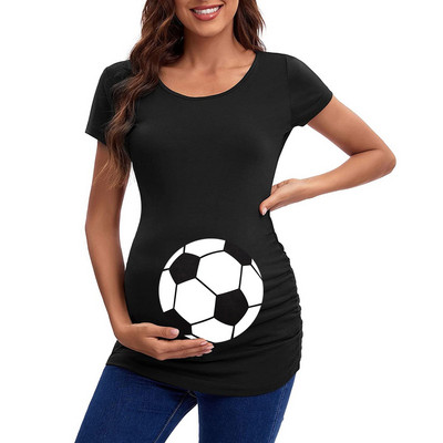 Mieli rūbai nėščiosioms, vasariniai, nėščiųjų, marškinėliai trumpomis rankovėmis, laisvalaikio nėštumas Juokingi spaudiniai Tunikos marškinėliai Drabužiai