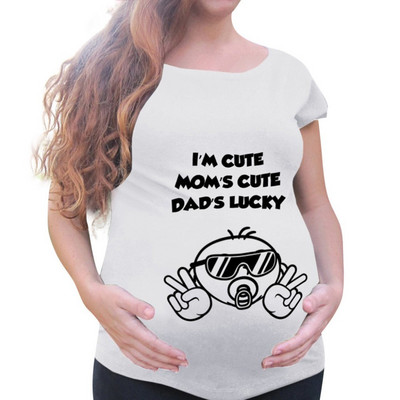 Terhes pólók Női nyári felsők Rajzfilmnyomtatás rövid ujjú póló Premama Ropa ruhák női kismama viselet blúz 2021