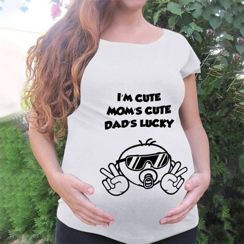 Terhes pólók Női nyári felsők Rajzfilmnyomtatás rövid ujjú póló Premama Ropa ruhák női kismama viselet blúz 2021