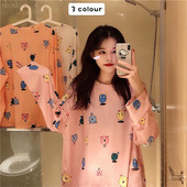 Sieviešu pidžamas komplekts Femme ar garām piedurknēm pidžamas uzvalks rudens dāmām jauks dzīvnieku naktsveļa sieviešu plāns, mīļš mājas apģērbs PJS komplekts