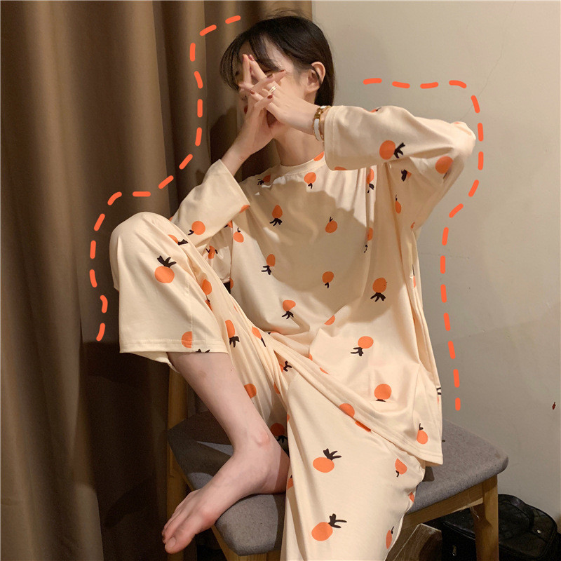Sieviešu pidžamas komplekts Femme ar garām piedurknēm pidžamas uzvalks rudens dāmām jauks dzīvnieku naktsveļa sieviešu plāns, mīļš mājas apģērbs PJS komplekts