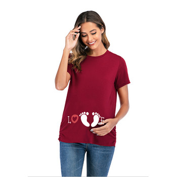 Emotion Moms Summer Maternity Top Pregnancy T Shirt Women Cartoon Tee Baby Print Бременни дрехи Забавна тениска Плюс размер S-3XL