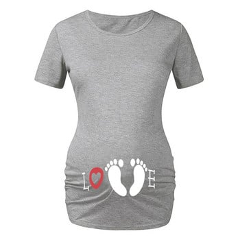 Emotion Moms Summer Maternity Top Pregnancy T Shirt Women Cartoon Tee Baby Print Бременни дрехи Забавна тениска Плюс размер S-3XL