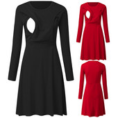 Nove haljine za trudnice, dugih rukava, jednobojna odjeća za dojenje, haljina za trudnice za dojenje