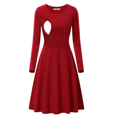 Nove haljine za trudnice, dugih rukava, jednobojna odjeća za dojenje, haljina za trudnice za dojenje