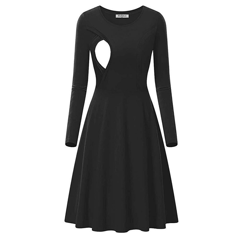 Nove haljine za trudnice, dugih rukava, jednobojna odjeća za dojenje, haljina za trudnice za dojenje