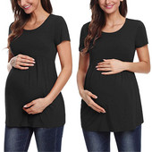 Ljetne majice za trudnice Ženske trudničke majice kratkih rukava Ležerne majice za trudnice Elegantne ženske majice na preklope Ženska odjeća