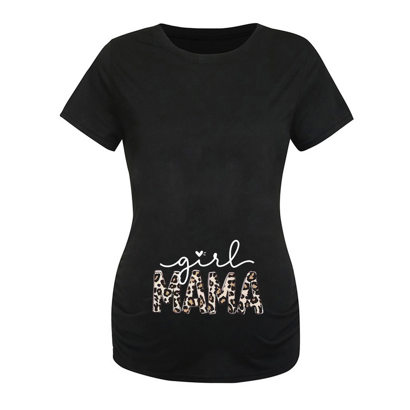 Majica kratkih rukava za trudnice Ženska majica kratkih rukava s okruglim izrezom Smiješna bluza s naborima sa strane s printom slova Trudnička bluza tunika